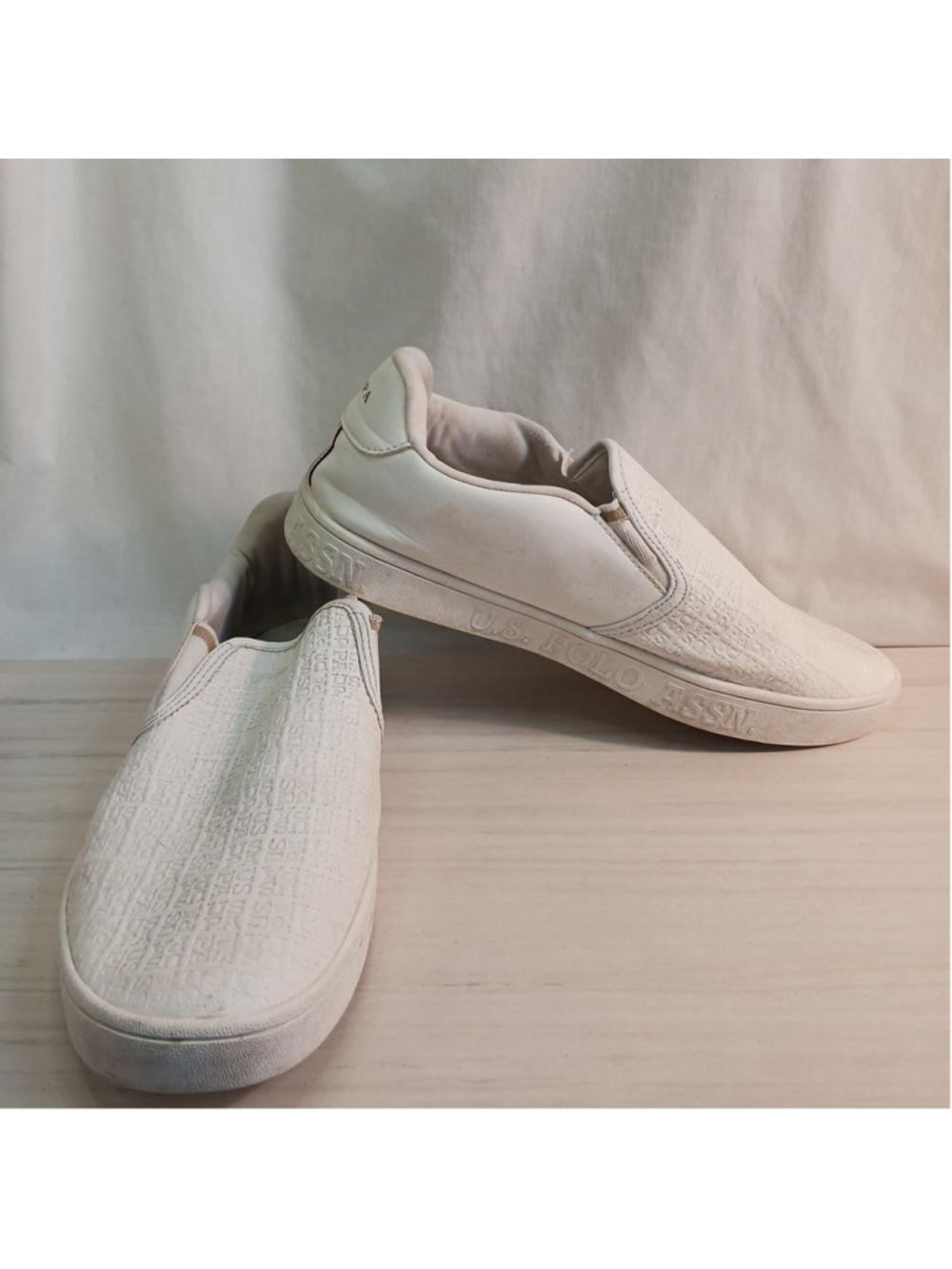 U.S. Polo Assn Mens 10 White Slip On Loafer Comfort Shoes USPA Dad Style